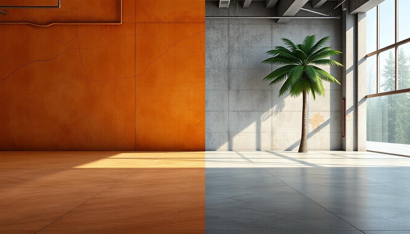 تأثیر تابش مستقیم آفتاب بر رنگ و ظاهر کف آرملات - هارد شاینی